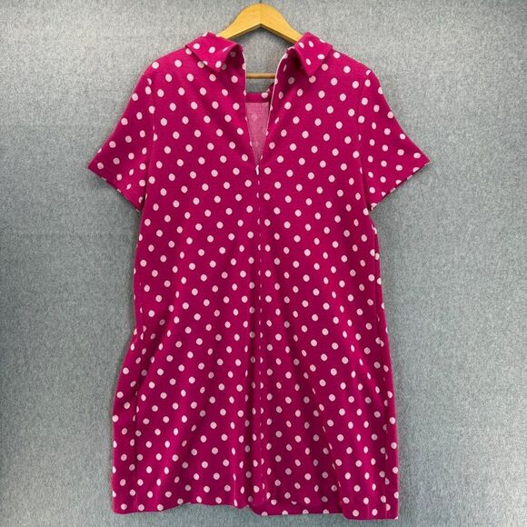 Tyler Böe NWT Pink Polka Dot Dress Womens Large Pleated Pockets Peter Pan Collar - Picture 5 of 14